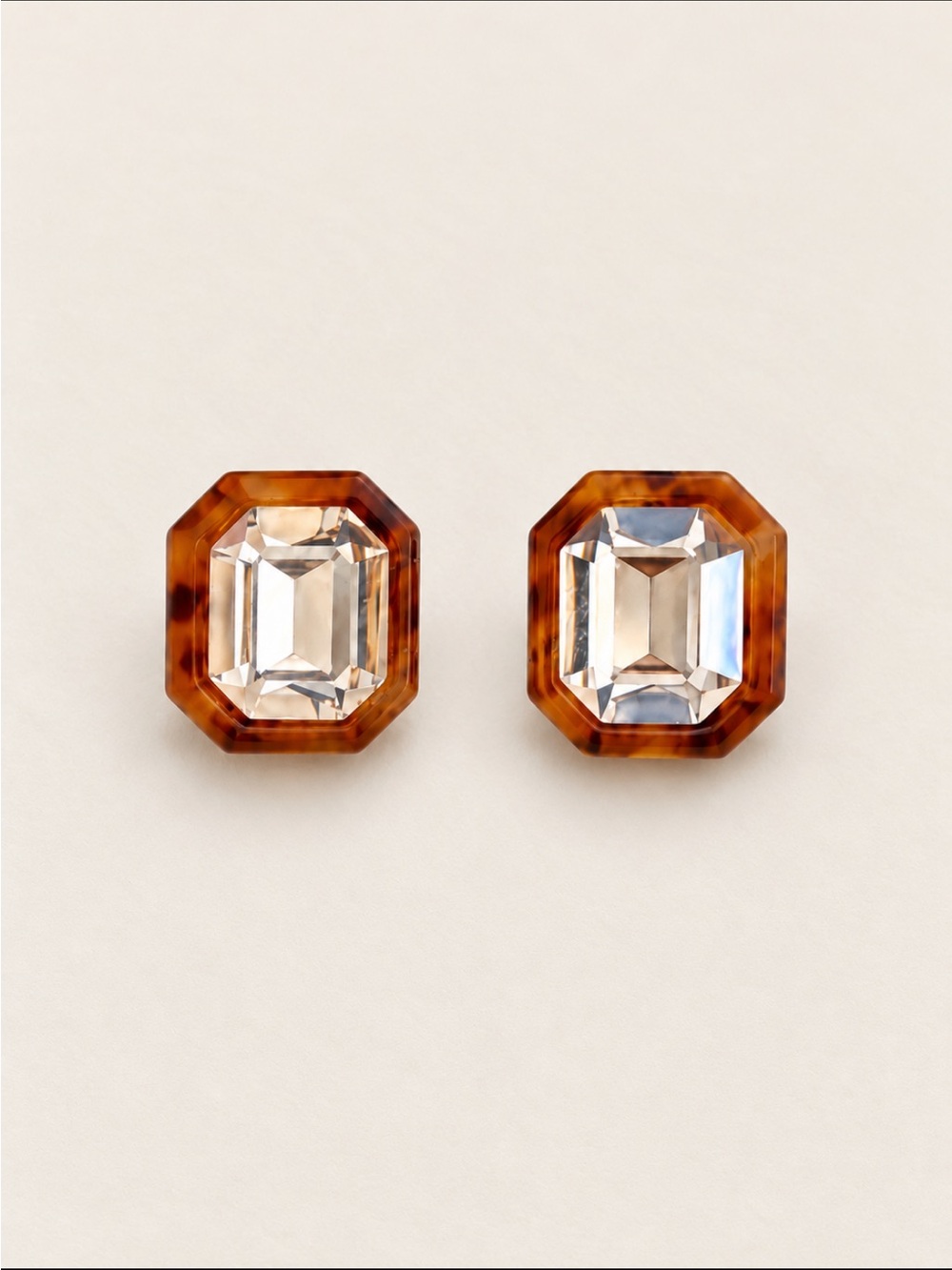 New! Amber Tortoiseshell Rectangle Post Earrings NWOT 5068